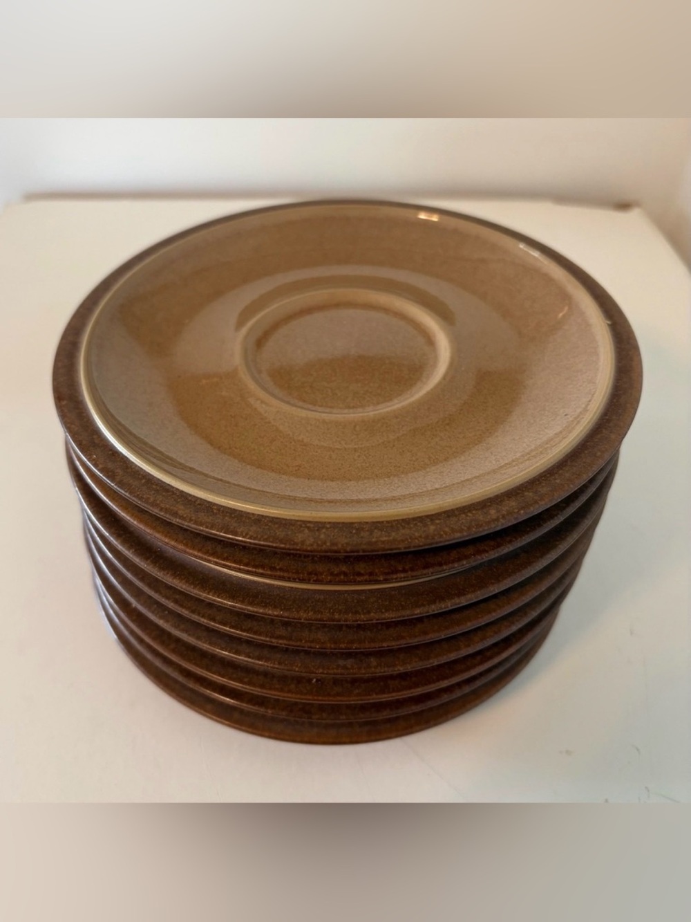 Denby Stoneware Cinnamon Plates Set of 8 Brown
